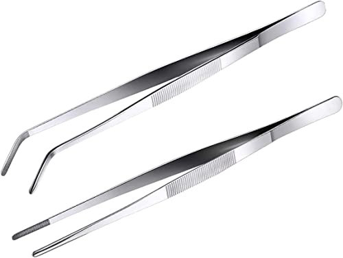 25cm Pince Cuisine Pincette Précision 2PC Professionnel Pince du Chef Pincette Culinaire de precision pour Viande Barbecue Décoration (25)