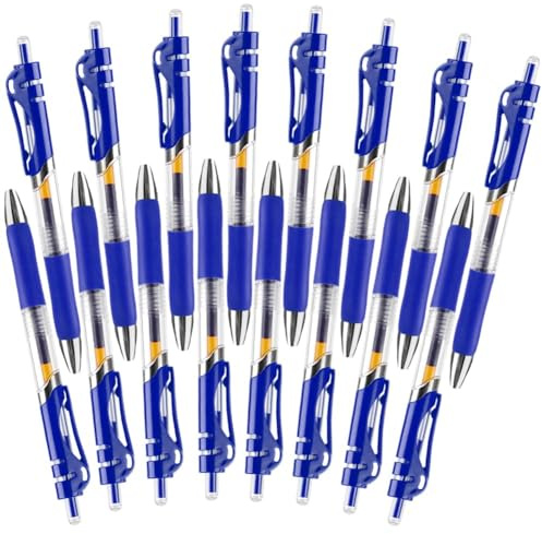 OFFCUP 0,5 mm blå gelpennor, 16 st kulspetspennor infällbara kulspetspennor snabbtorkande ergonomisk gelpenna stort utrymme hölje halkfritt greppzon