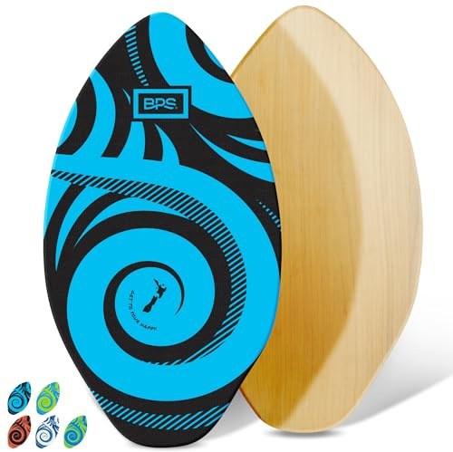 BPS New Zealand 'Koru' Skimboards mit farbigem Eva-Griffpolster und hochglänzendem Klarlack | Skimboard aus Holz mit Griffpolster für Kinder und Erwachsene (Schwarz, 89,9 cm)