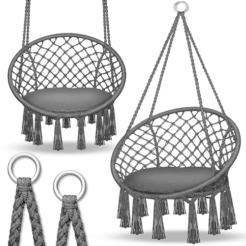 tillvex Poltrona Sospesa 200kg da Appendere | Amaca Sospesa Interno & Esterno | Sedia Appesa Resistente alle Intemperie | Poltrona Oscillante con Cuscino