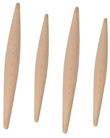 FELTECHELECTR 4 Stück Buche Nudelholz Pizza Kruste Rollstab Fondant Roller Bäcker Nudelholz Knödel Haut Roller Glatte Teignadel Backwalze Küche Roller Frankreich Holz