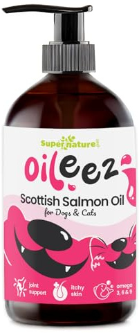 Supernature Oileez Salmon Oil 500ml | 100% Pure Scottish Salmon Oil for Dogs & Cats, Natural Supplement for Coat, Immune Support, Itchy Skin, Joint & Brain Health, Omega 3, 6 & 9, Fish Treat Topper