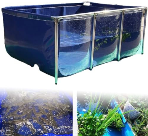 ZHPPED Estanque de Peces de Lona, Acuario Azul Moderno, Tanque de Agua para Peces, Piscina Ornamental cuboide, Estanque de cría de koi con válvula de Drenaje, Estanque de Almacenamiento,50x40x30cm