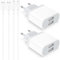Cargador for iPhone, 4-Pack 2M Cable y USB Enchufe per iPhone XR X XS 8 7 6 6S SE 11 12 13 14 Pro MAX Plus Mini 5 5S 5C, 10.5W USB Rápida Charger Adaptador Cabezal Carga Pared Corrient Nisiyama