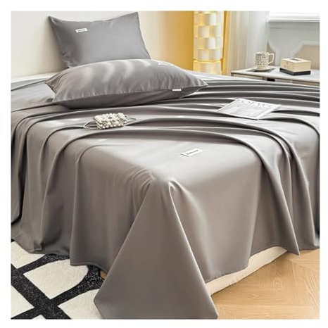 Betttuch ohne Gummizug 160x230cm 200x230cm 245x250cm 245x270cm Bettlaken ohne Gummi Hochwertig Ultraweich Laken Leintuch aus 100% Baumwolle(Dark Gray,160x230cm)