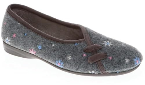 Pavers Full Slippers - Grey Floral Size 7