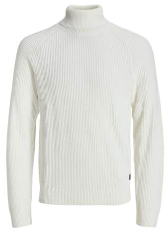 JACK & JONES Jjpannel Knit Roll Neck Aw25, Cloud Dancer, M Homme