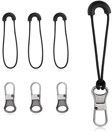 6uds Reemplazo de Tirador de Cremallera, Cabezal de Cremallera y Extensor de Cordón para Tirador de Cremallera Reparación Lengüeta de Cremallera para Equipaje Mochilas Chaquetas Bolsos