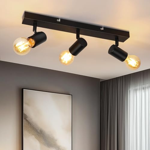 Dehobo Deckenlampe E27 Schwarz Deckenstrahler 2 Flammig für Küchenlicht