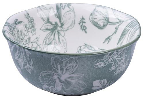 Set 3 Ciotola in porcellana, decoro floreale, verde, Fleurette