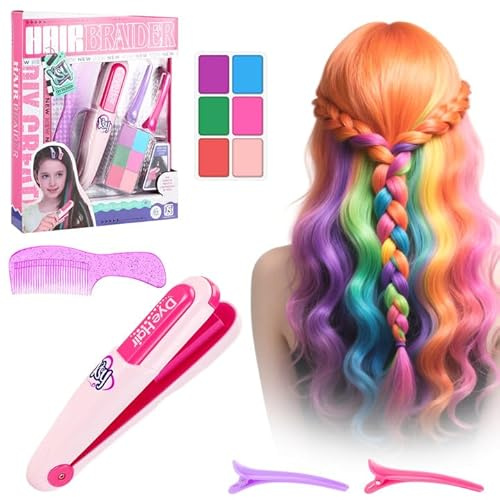 Haarkreide für Mädchen, Spielzeug Haarfärbestift mit 6 Zauber Farbpaletten, Farbiges Haarkreide Auswaschbar, Haarfärbe Spielset für kinder, Geschenk Mädchen 4 Jahre bis 14 Jahre