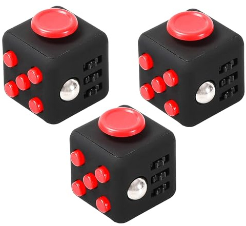 3 x Fidget Cube for Stress and Anxiety Relief & ADD Sensory Cube for Children and Adults (Black)