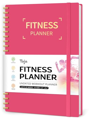 Fitness Workout Journal for Women & Men, A5(5.5 x 8.4) Workout Log Book Planner for Tracking, Progress, and Achieving Your Wellness Goals-Berry Pink