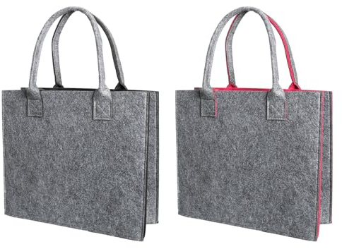 Kaiyzo Borsa Feltro Grande, Shopper Borsa Spesa Riutilizzabile e Cesto di Stoccaggio, Set 2 in Feltro Sintetico Patchwork con Manici per Spesa Regali e Organizzazione, 35 x 30 x 20 cm