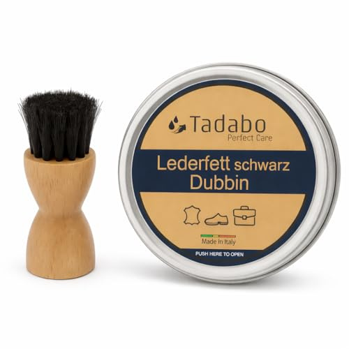 Tadabo Grasso per pelle 100 ml con spazzola – Incolore & Nero – Cura della pelle | Cura delle scarpe | Cura delle scarpe in pelle borse pelle liscia, Nero , Einheitsgröße