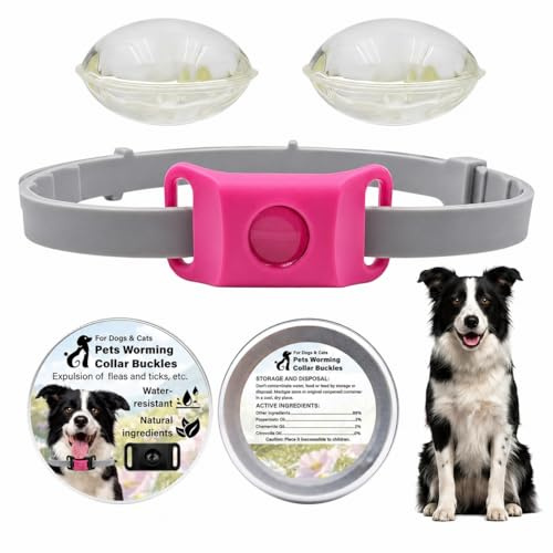 Aquality Collar Antiparasitario Gatos Perros con Cápsulas Reemplazables Difusor Natural Ajustable Resistente Al Agua para Paseos Exterior (Rojo)