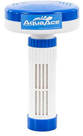 AquaAce Premium Hot Tub and Spa Floater Dispenser for 1 Inch Bromine or Chlorine Tablets. Adjustable Release with 13 Settings for Maximum Flow Control