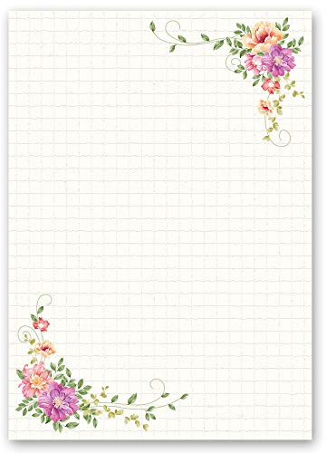 Blom- och kronblad mönsterpapper blommigt brev 50 ark DIN A4 - Paper-Media