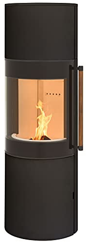 H&M MONO 3.0 L runder Kamin-Ofen in Stahl Schwarz moderne 160° Sichtscheibe Reeling-Griff Holz-Fach mit separater Tür 7kw 149,8cm Höhe innovatives Design
