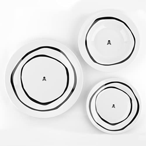 Set vajilla 12pc porcelana blanco y negro Scalpers Home