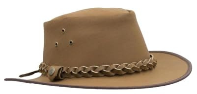 WALKER AND HAWKES - Premium Brown Full Grain Cowhide Leather Outback Braided Traveller Hat for Men and Women