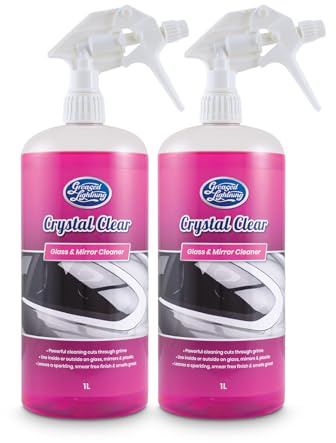 Greased Lightning Crystal Clear Glass and Mirror Cleaner Twin Pack - Fast, Powerful, and Smear-free Cleaning for Car Windscreen, Windows, and Mirrors - 2 x 1 Litre