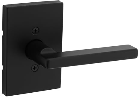 Kwikset Halifax, Door Handle Lever Nonfunctioning Dummy Lever with Microban, Rectangular Rose in Matte Black