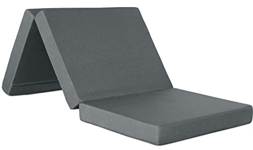 Ventadecolchones - Colchón Plegable con Cierre y Asa | 120 x 190 x 10 cm | con Espuma D25 extrafirme en Loneta Premium Gris para Furgoneta, Mini Camper y Camping