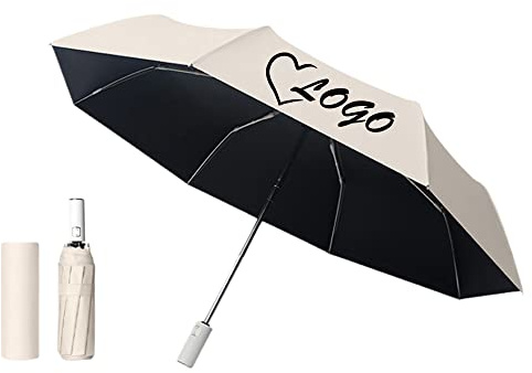 TopTie Custom Sun & Rain Umbrella - Add Logo on Travel Umbrella With Auto Open & Close, Windproof Compact