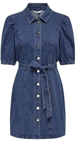 Only Femme Onlvibbe Belt DNM Dress MBD Noos Robe en Jean, Denim Bleu Médium, S EU