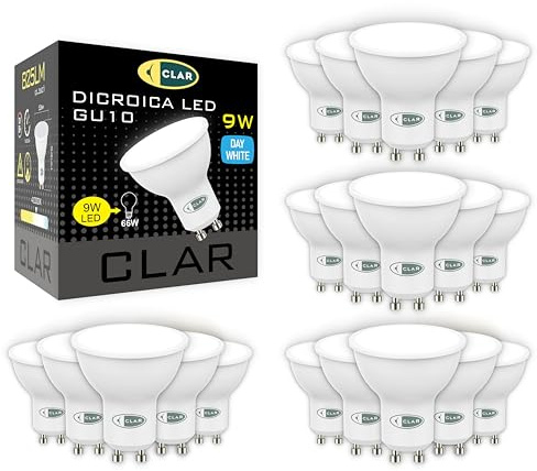 CLAR – GU 10 LED kall vit, LED-spots 230 V, GU 10 spot, GU10 lampa, glödlampa GU10, 9 W (förpackning 20)