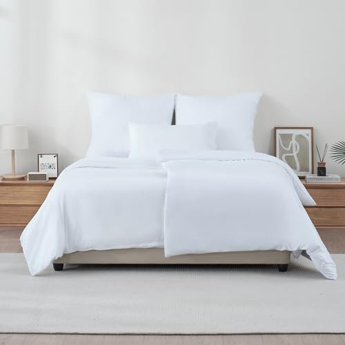 Z-hom Bettwäsche 200x200 cm + 2 Kissenbezügen 80x80 cm - Oeko-Tex zertifizierte, Bettwäsche-Sets Polyester Mikrofaser mit Reißverschluss, Superweiches Bettbezug Set Weiß