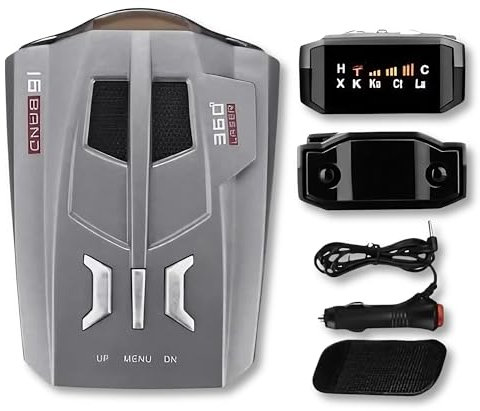 KF Premium V9 16-Band 360° Car Trucker Laser Radar Detector with Speed & Voice Alert Warning System for Anti-Speed Trap, Red-Light Cameras, and Full Road Coverage