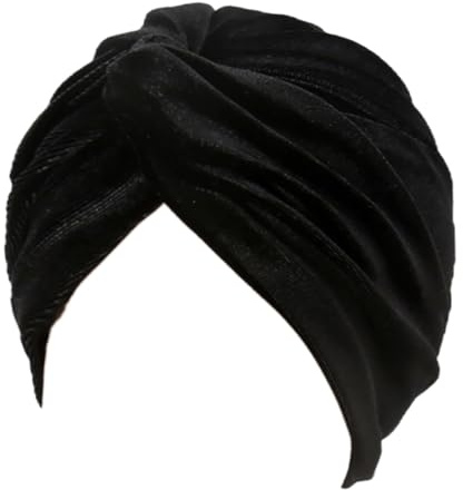 1 bonnet turban en velours stretch pour femme - Bonnet turban doux et chaud - Bijou de tête - Bleu marine