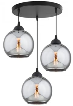 KAR LIGHTING Runde Pendelleuchte 3-flammig aus Metall und Glas in Schwarz, höhenverstellbar | E27 Fassung | LED geeignet | Hängelampe für Wohnzimmer, Flur, Schlafzimmer, Küche oder Büro