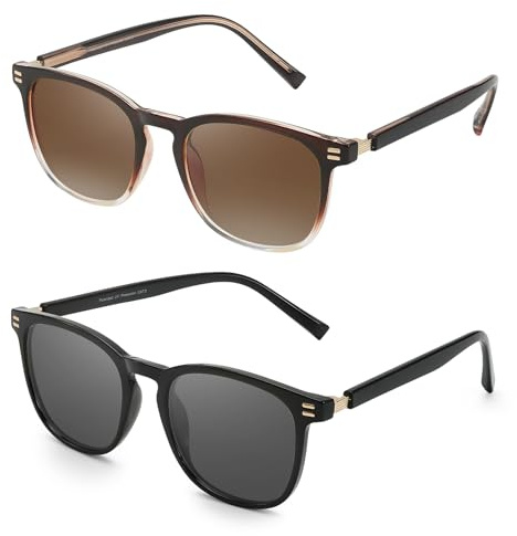 Myiaur 2 Pack Polarised Sunglasses for Women UV400 Protection Fashion Sun Glasses for Driving & Outdoor Lightweight Stylish Shades