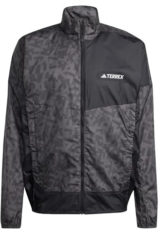 adidas Mens Terrex Trail Running Wind Jacket Charcoal/black M