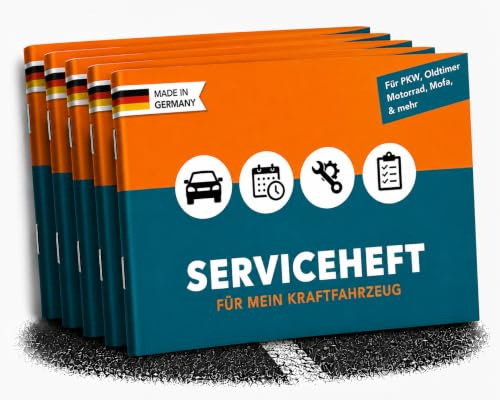 Falkenhorn® Serviceheft Auto | Universal Scheckheft, Inspektionsheft & Wartungsheft für KFZ, PKW, Oldtimer, UVM, 15 Inspektionen, Fahrzeugdaten, Halterwechsel & Notfallnummern, Made in DE, 5er