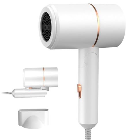 Afenau Travel Hair Dryer, Foldable Travel Hairdryers Lightweight with 2 Heat and Cool Button, Small Travel Hairdryers for Women with Concentrator, Mini Hair Dryer for Home Salon, White