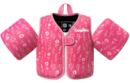 Gogokids Gilet de sauvetage pour enfant avec manches de natation, veste de natation avec deux bracelets, aide à la natation pour enfants de 2 à 6 ans/15 à 30 kg, parfait pour la piscine, les cours de