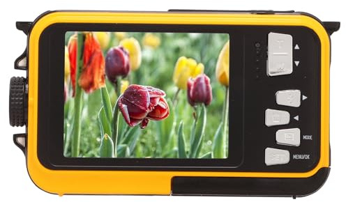 Luocute Caméra sous-Marine, Appareil Photo Numérique sous-Marin 2,7K 48MP avec Double écran et Résistance à l'eau de 10 Pieds, pour la Plongée en Apnée et Les Vacances (Yellow)