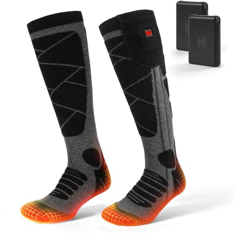 MRAWARM Rechargeable Heated Socks for Men Women | 6000mAh Battery, Up to 8.5 Hours, Full Sole Heating, 3 Heating Levels，Keep Warm Dry