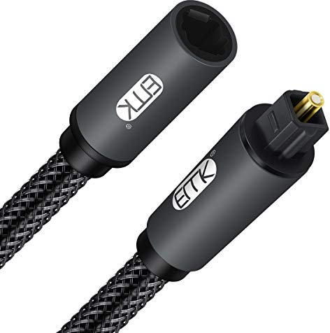 EMK - 2M Cable de extensión de cable óptico de audio Toslink hembra a macho, compatible con Sound Bar, Smart TV, Home Theater