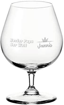 polar-effekt Copa de coñac de 400 ml con nombre grabado – Para fiestas, restaurantes y hogar – Perfecto para hombres – Ideal para coñac, escocés y whisky – Diseño de mejor papá del mundo corona
