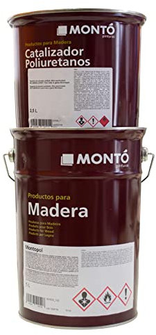Montopol Transparente Satinado 30 + Catalizador Montopol MS. Barniz Poliuretano al Disolvente de Acabado de Dos Componentes. Reactividad, Dureza, Tacto y Nivelación. (1125ml (750ml + 375ml))