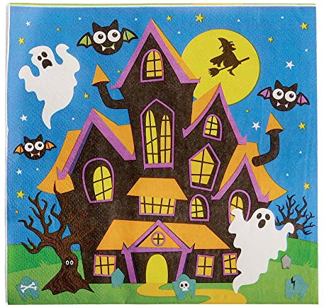 Baker Ross FX224 Halloween festservetter, Engångsartiklar – förpackning med 20, engångspappersservetter, bordsdekoration för barnkalas, halloweenfesttillbehör