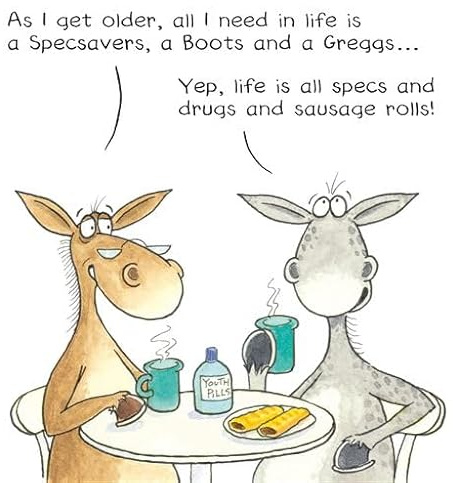 Paperlink Funny Artistic 'Happy Birthday' Greetings Card - From The Funny Farm Range - For Him/For Her - 'Specs, Drugs and Sausage Rolls!'