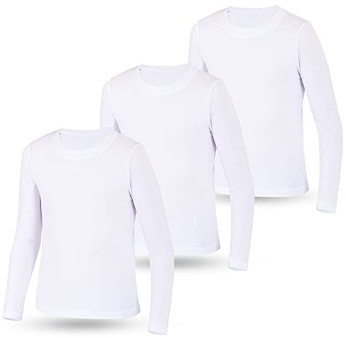LOREZA ® 3 Niños Niñas Uni Camisetas Manga Larga Ropa Interior (116-122 (6-7años), Modelo 1)