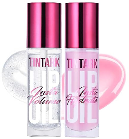 TINTARK Lip Plumper Gloss, Natural Lip Volume, Hydra Lip Gloss, Piña Colada Lips Volume, Min t& Cucumber Lips Moisturising Lip Gloss 9ML (Day & Night)