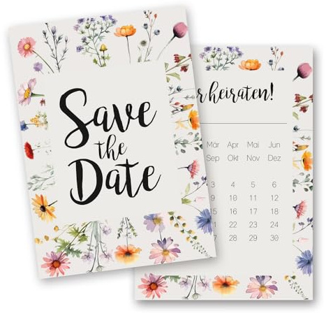 younikat 15 tarjetas postales Save the Date I DIN A6 I Wildblume I Set boda boda invitación tarjetas I multicolor elegante calendario I dv_1280